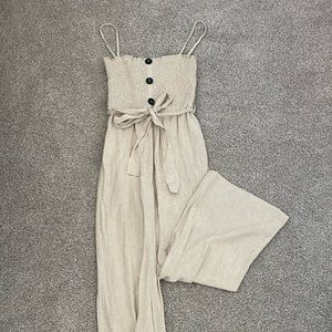 CJLA Oatmeal Linen Jumpsuit Size Large
